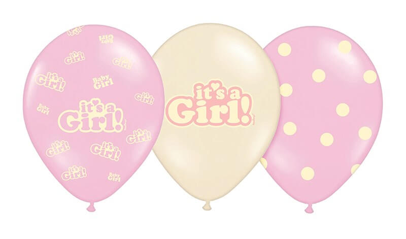 Lot de 6 ballons "It's a Girl" Mix