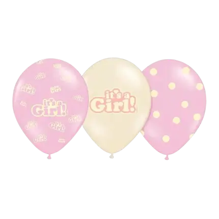 Lot de 6 ballons "It's a Girl" Mix