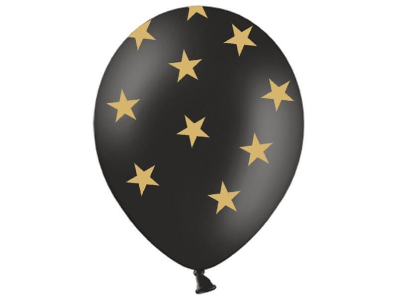Ballons noirs avec motifs étoile or (Lot de 6)