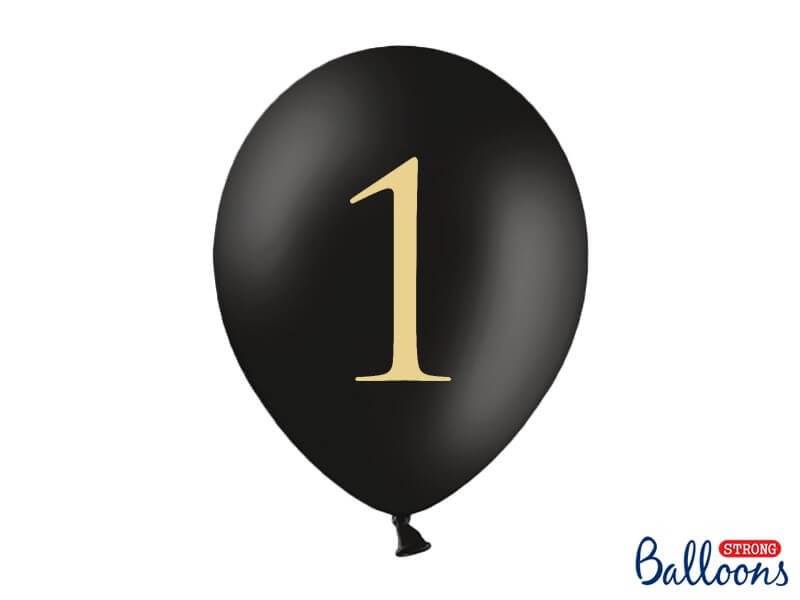 Lot de 10 ballons noirs avec inscription "1"