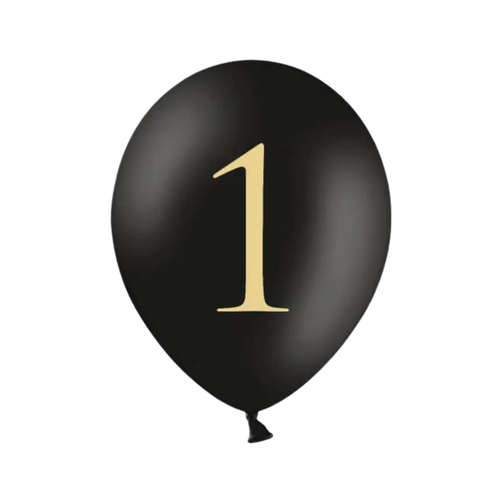 Lot de 10 ballons noirs avec inscription "1"