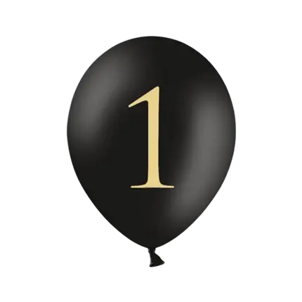 Lot de 10 ballons noirs avec inscription "1"