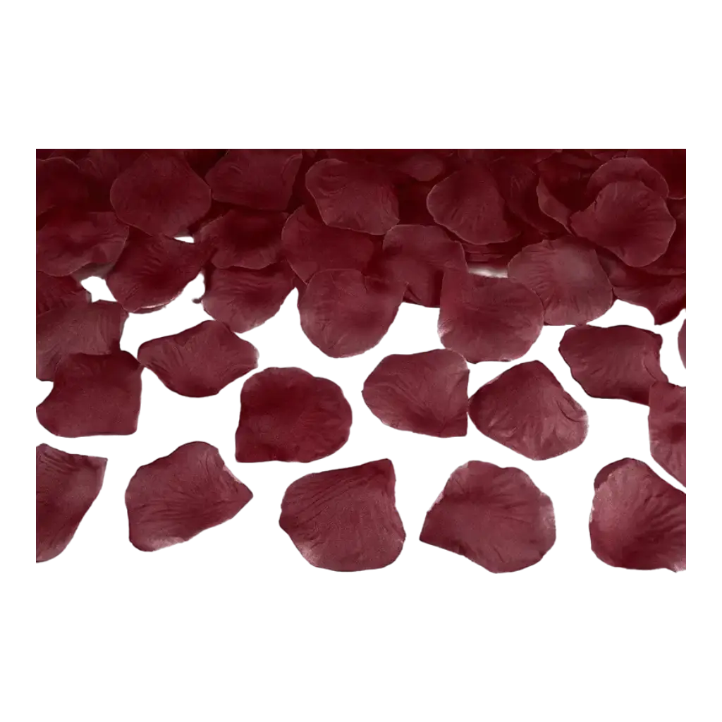 100 pétales de roses rouges foncées