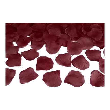100 pétales de roses rouges foncées