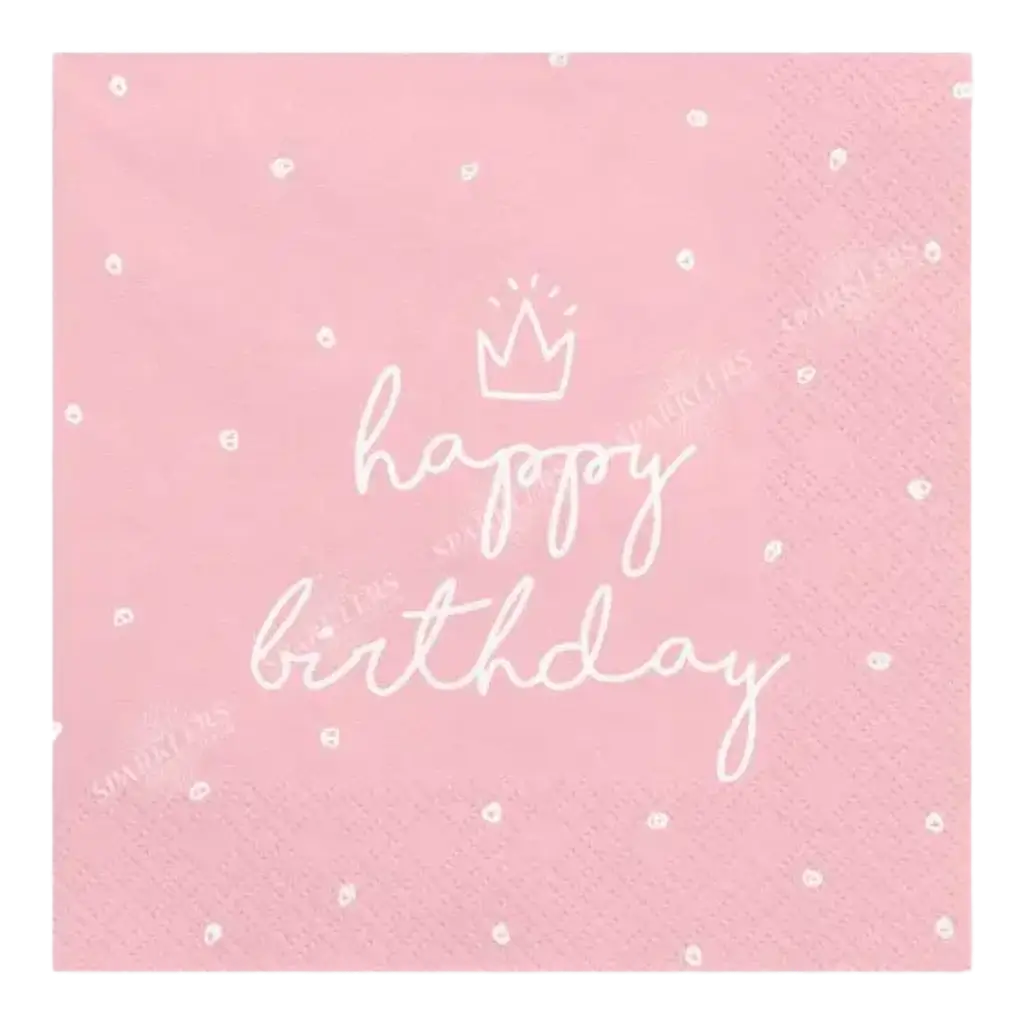 Lot de 20 serviettes en papier Happy Birthday roses