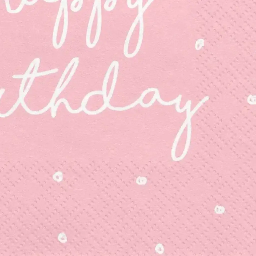 Lot de 20 serviettes en papier Happy Birthday roses