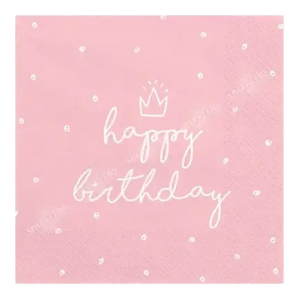 Lot de 20 serviettes en papier Happy Birthday roses