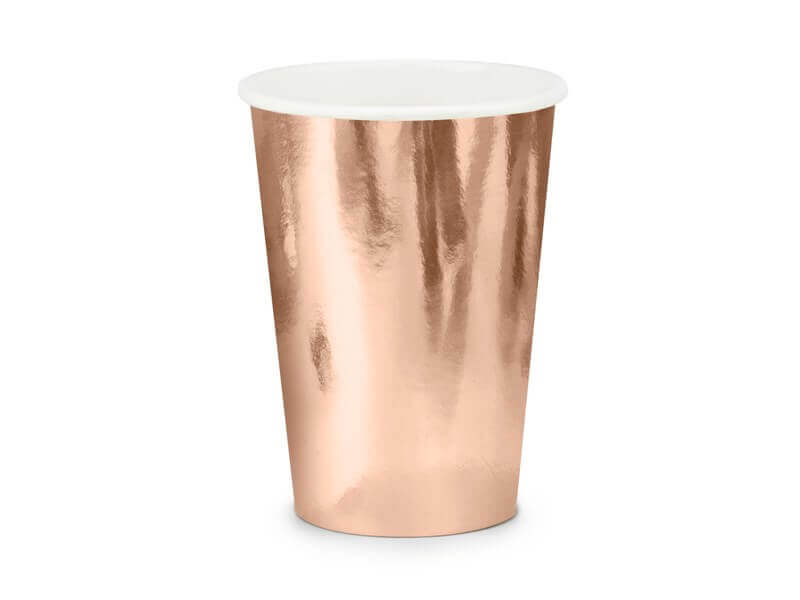 Sæt med 6 papirglas i rosa guld