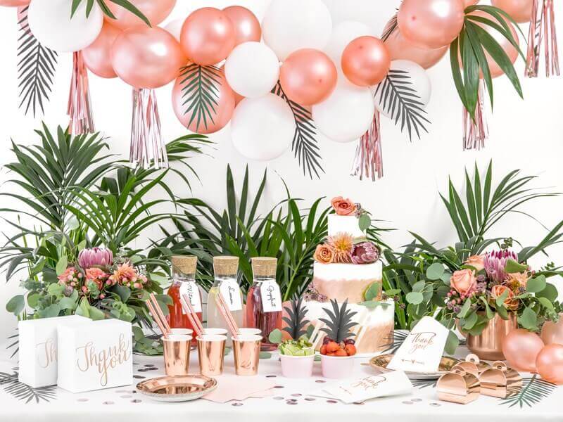 Sæt med 6 papirglas i rosa guld