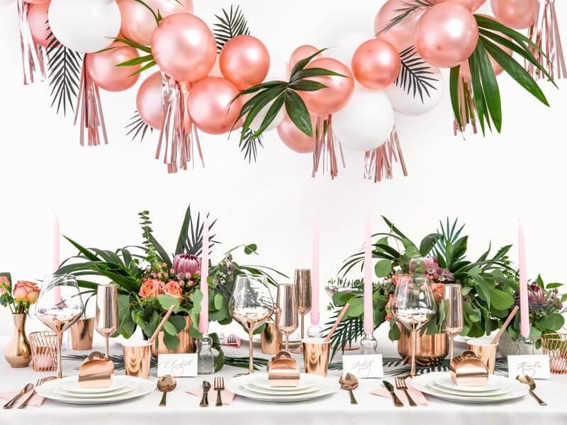 Sæt med 6 papirglas i rosa guld