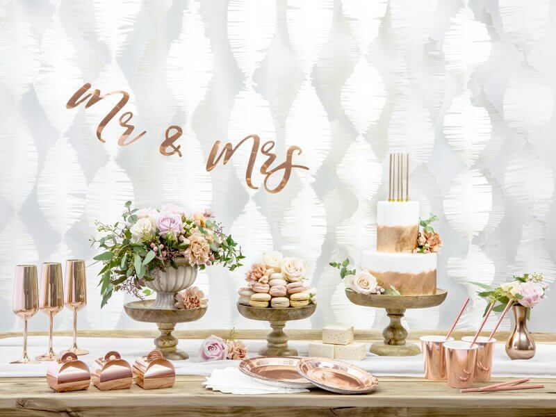 Sæt med 6 papirglas i rosa guld