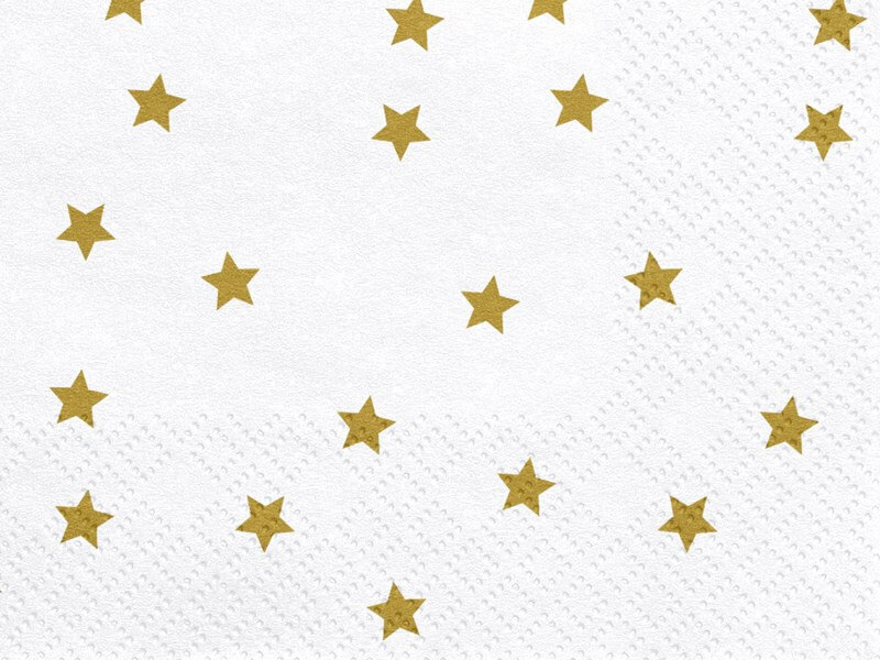 Lot de 20 serviettes en papier blanches /étoiles dor/ées