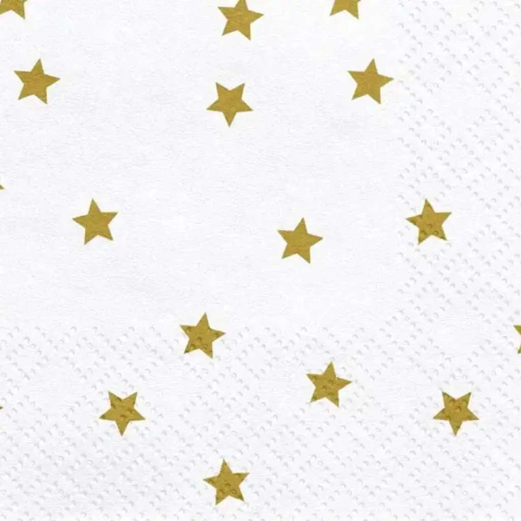 Serviette en papier blanche avec étoile or (lot de 20)