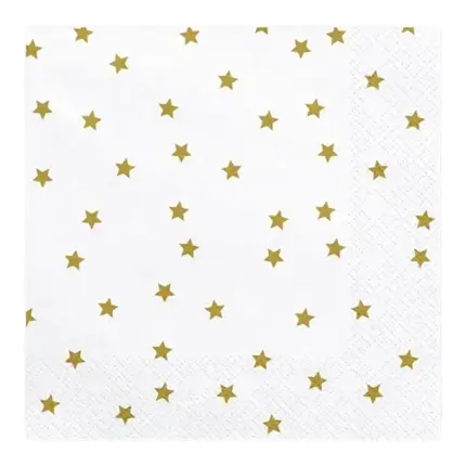 Serviette en papier blanche avec étoile or (lot de 20)