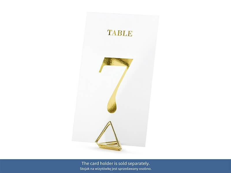 Numéro de table Or sur carte transparente