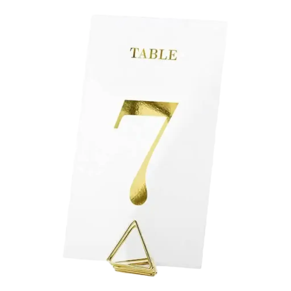 Numéro de table Or sur carte transparente