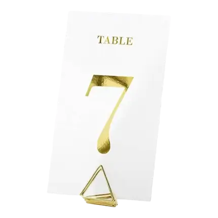 Numéro de table Or sur carte transparente
