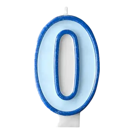 Bougie anniversaire chiffre 0 bleue