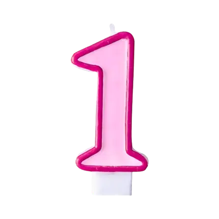 Bougie Anniversaire chiffre 1 rose
