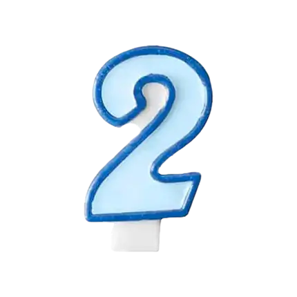 Bougie Anniversaire chiffre 2 bleue