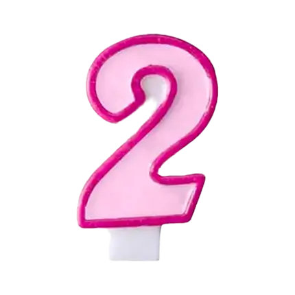 Bougie Anniversaire chiffre 2 rose