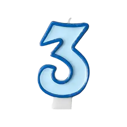 Bougie Anniversaire chiffre 3 bleue