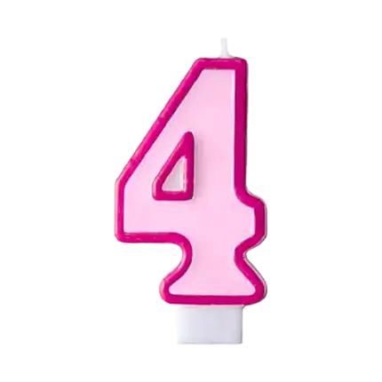Bougie Anniversaire chiffre 4 rose