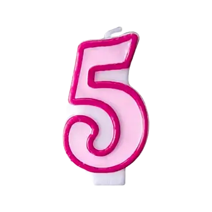 Bougie Anniversaire chiffre 5 rose
