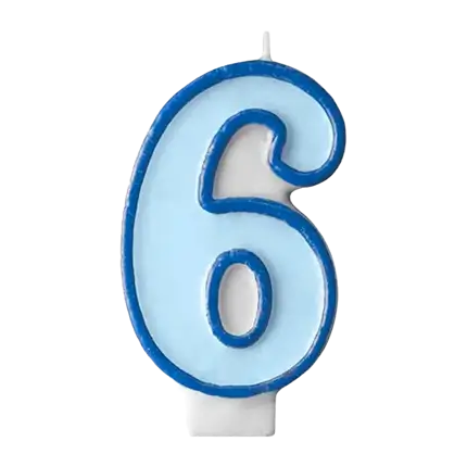 Bougie Anniversaire chiffre 6 bleue