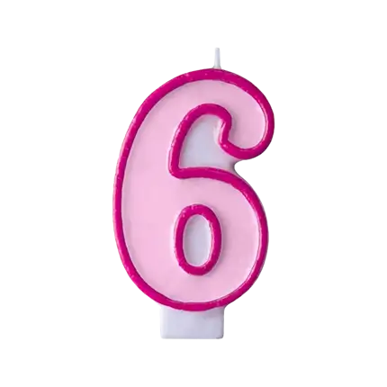 Bougie Anniversaire chiffre 6 rose