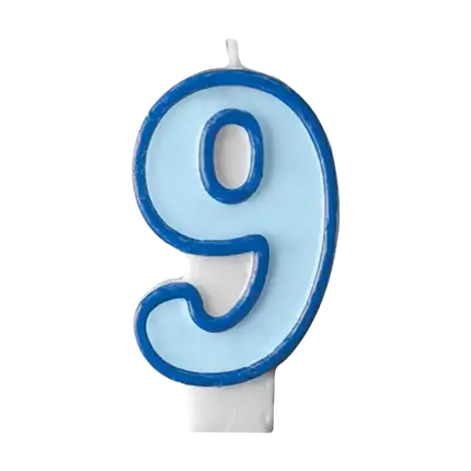 Bougie Anniversaire chiffre 9 bleue