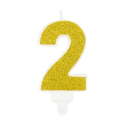 Bougie Anniversaire chiffre 2 or