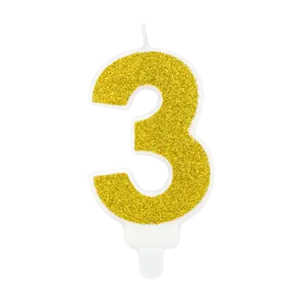 Bougie Anniversaire chiffre 3 or