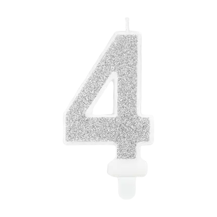 Bougie Anniversaire chiffre 4 argent 