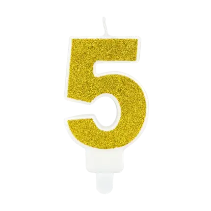Bougie Anniversaire chiffre 5 or
