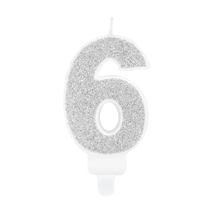 Bougie Anniversaire chiffre 6 argent 
