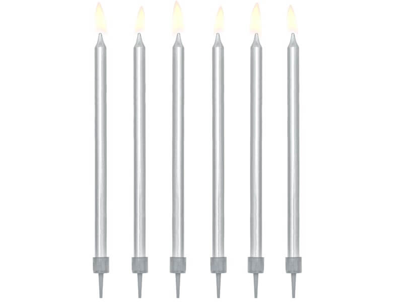 12 bougies anniversaire argent (12,5cm)
