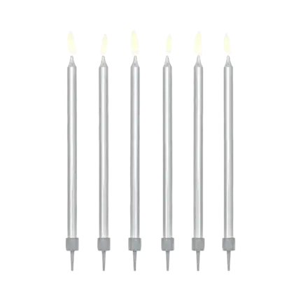 12 bougies anniversaire argent (12,5cm)