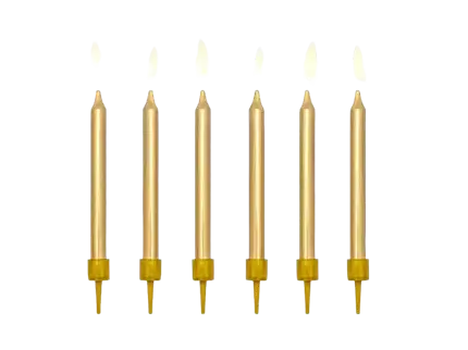 6 bougies anniversaire or (6cm)