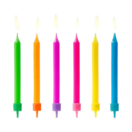 6 bougies anniversaire mixtes (6cm)