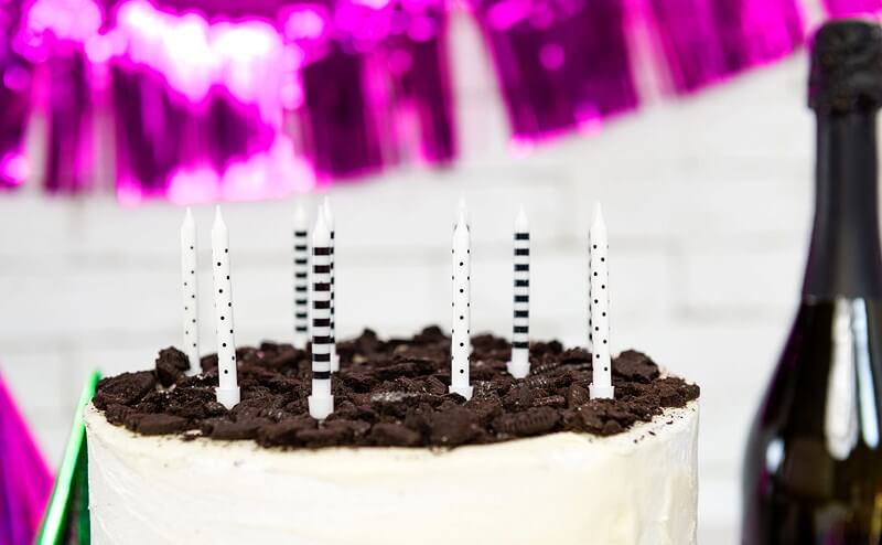 6 Bougies Anniversaire Avec Motifs Blancs Et Noirs 6cm Bougies Fantaisie Sur Sparklers Club