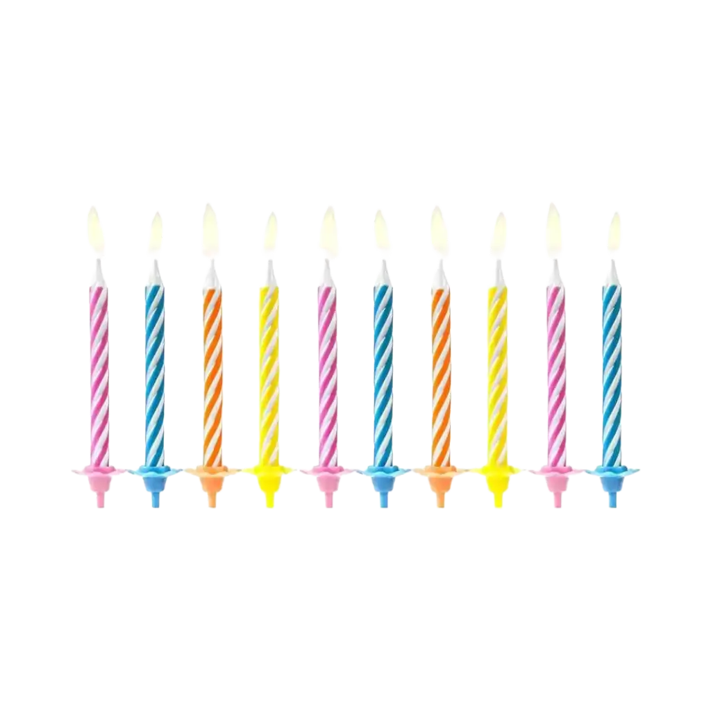 10 bougies anniversaire mixtes (6cm)