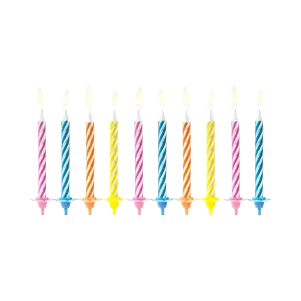 10 bougies anniversaire mixtes (6cm)
