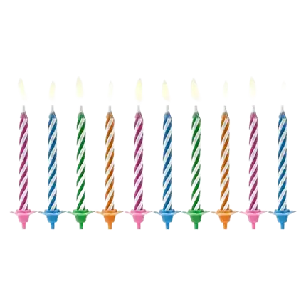 10 bougies anniversaire mixtes "Magic" (6cm)