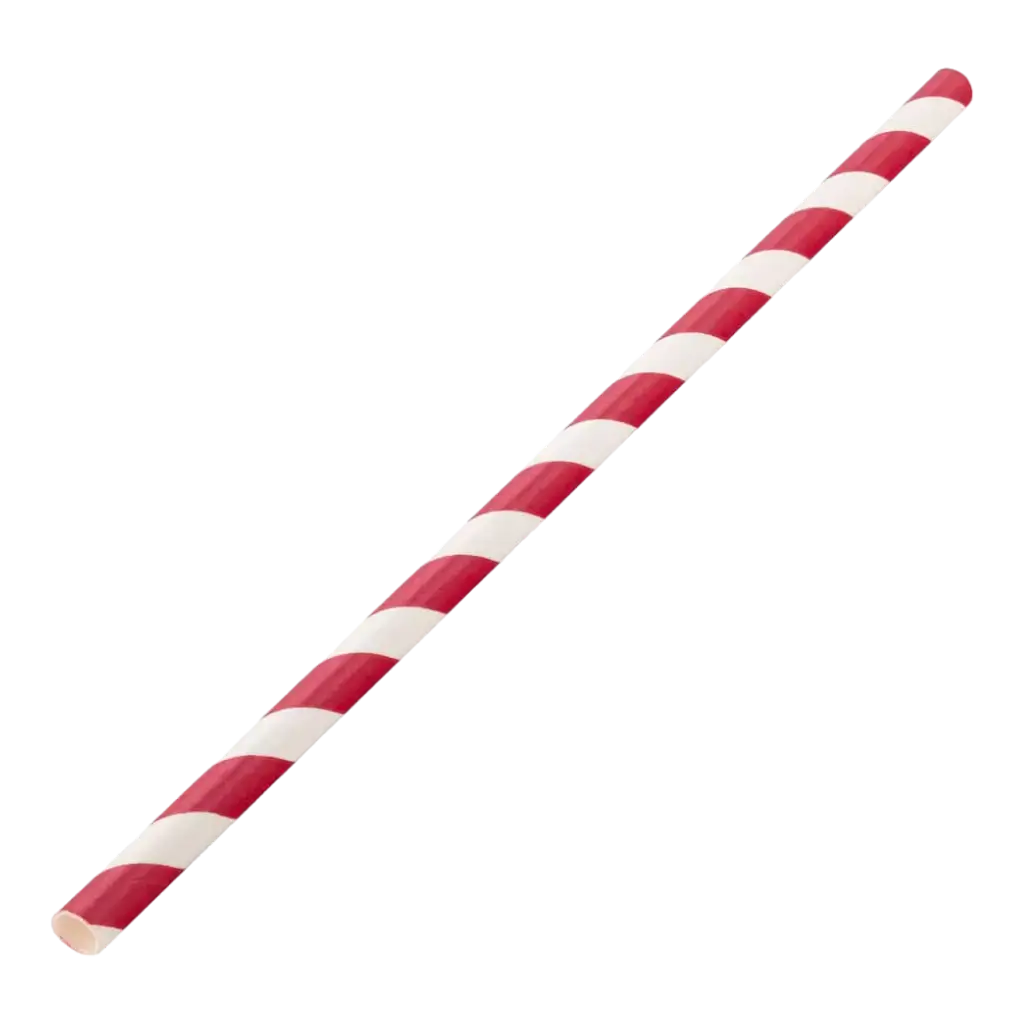 Paille papier rayée rouge 20cm /ø6mm (250 pcs)