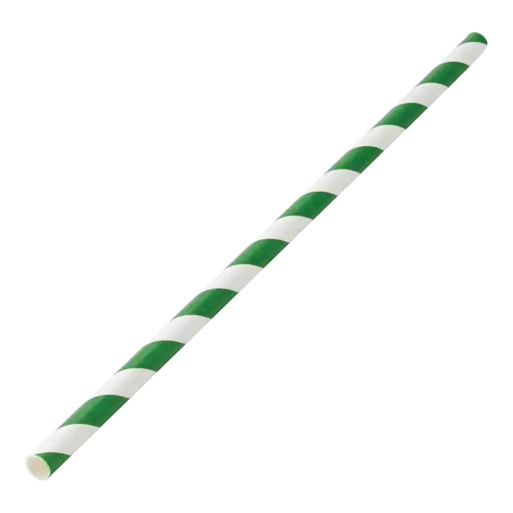 Paille papier rayée verte 20cm / ø6mm (250 pcs)