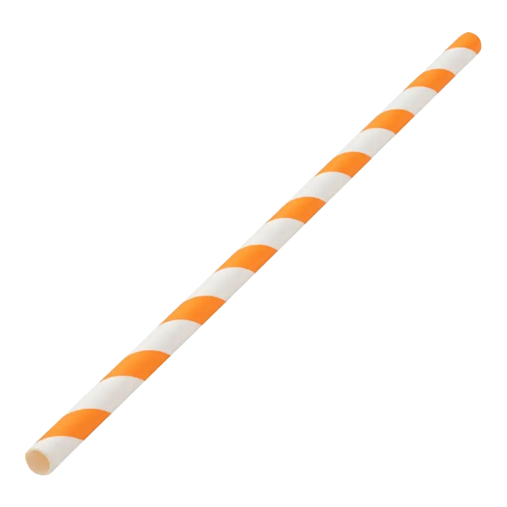 Paille papier rayée orange 20cm /ø6mm (250 pcs)