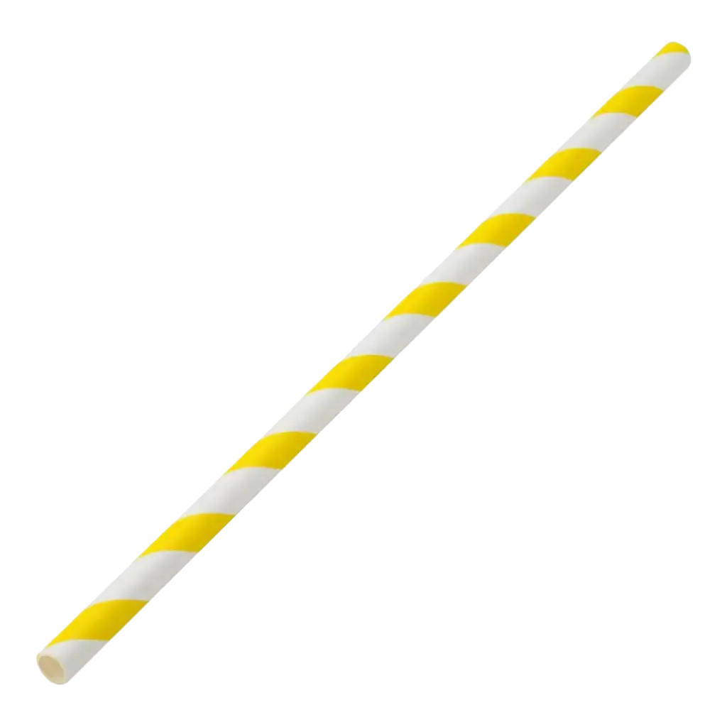 Paille papier rayée jaune 20cm /ø6mm (250 pcs)