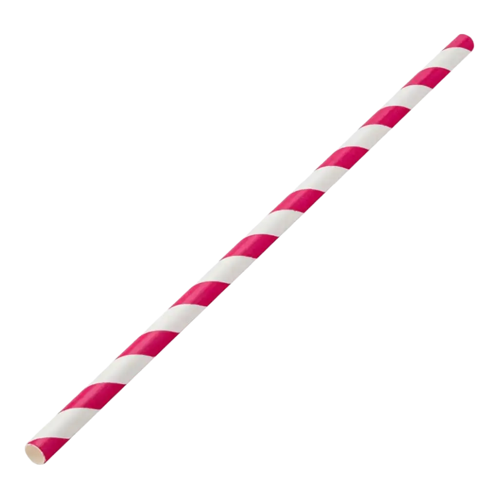 Paille papier rayée rose 20cm /ø6mm (250 pcs)