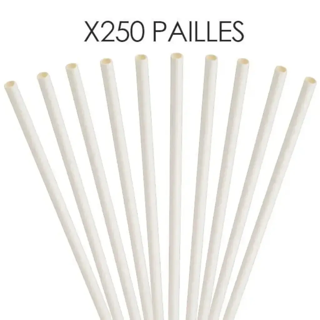 Paille papier blanche 20cm /ø6mm (250 pcs)